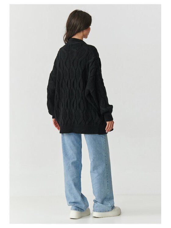 Makadamia Makadamia Kardigan S163 Czarny Loose Fit