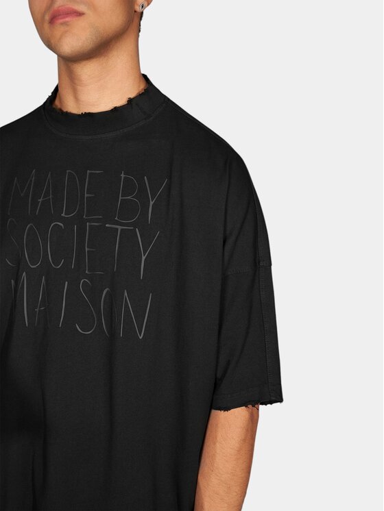 MADE BY SOCIETY MADE BY SOCIETY T-Shirt Unfinished Tee - T17653 Czarny Basic Fit