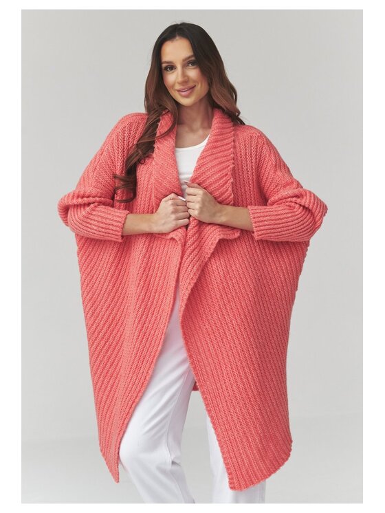 Makadamia Makadamia Sweter S173 Koralowy Loose Fit
