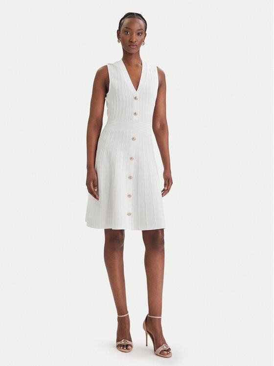 Guess Guess Trikotažinė suknelė W6GK53 Z0658 Balta Regular Fit