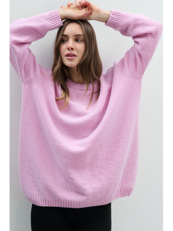 Fobya Fobya Sweter F2115 Różowy Basic Fit