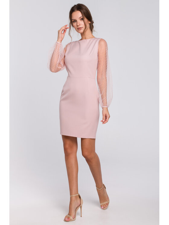 Makover Makover Sukienka wieczorowa K032 Różowy Regular Fit