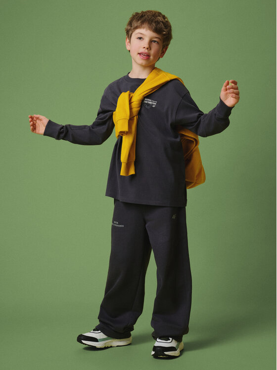 4F 4F Bluza ENJOY THE OUTDOORS Szary ciemny Loose Fit