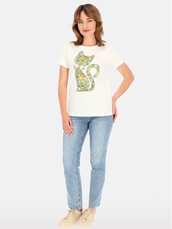 Perso Perso Tričko TCE245036F Écru Regular Fit