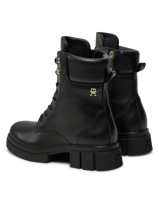 Tommy Hilfiger Tommy Hilfiger Trappers Lace-Up Biker Leather FW0FW08167 Negru