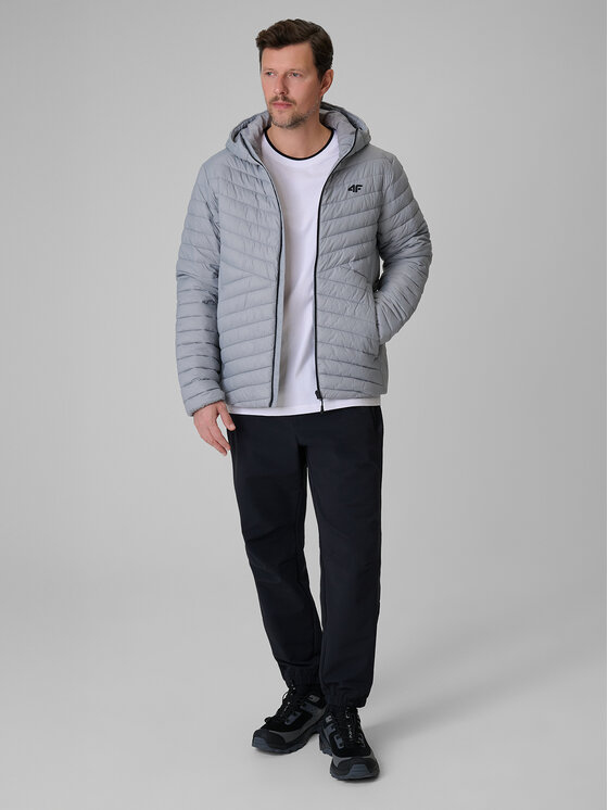 4F 4F Kurtka puchowa BASIC+ Szary jasny Regular Fit