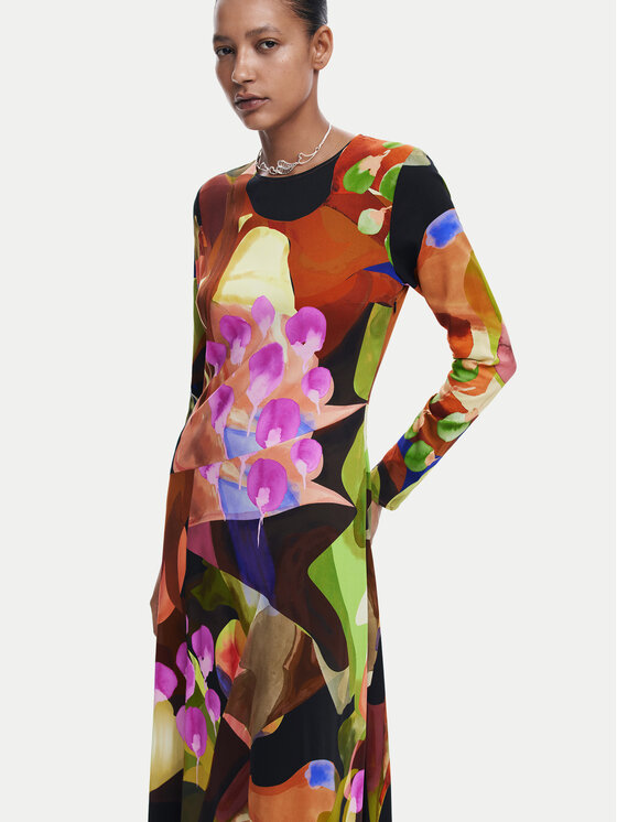 Desigual Desigual Rochie de zi Petals Lacroix 24WWVW18 Colorat Regular Fit