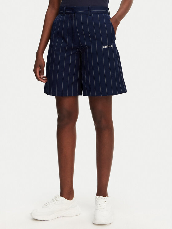 adidas Bermudy Pinstripe JC7683 Tmavomodrá Loose Fit