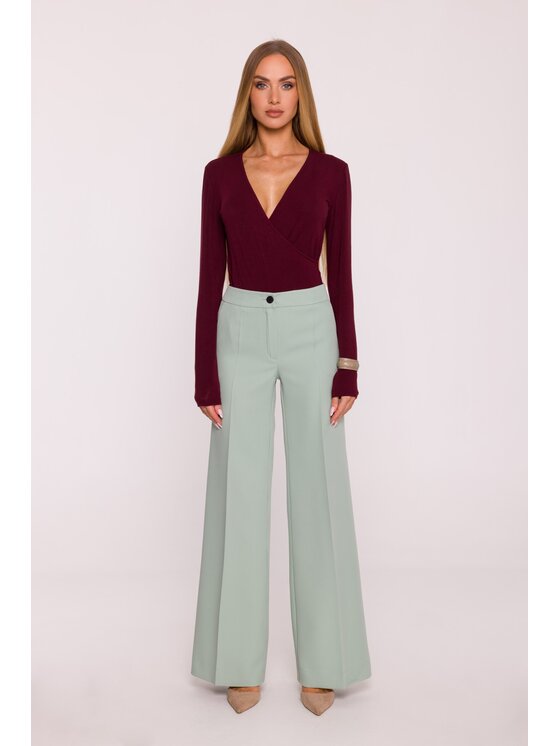 Made of Emotion Made of Emotion Spodnie materiałowe M875 Zielony Wide Leg