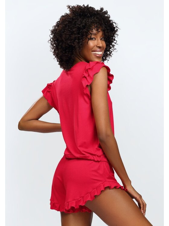 DKaren Lingerie DKaren Lingerie Komplet bielizny Lulu Czerwony Slim Fit