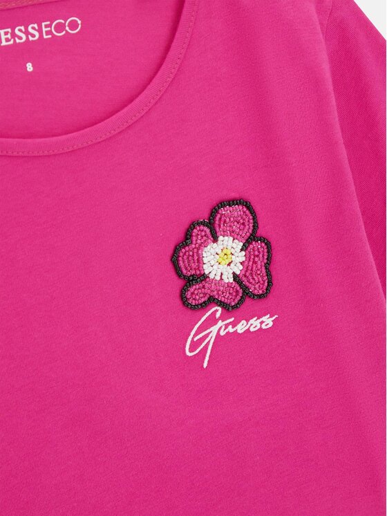 Guess Guess Тишърт J6GI10 K6YW4 Тъмнорозов Relaxed Fit