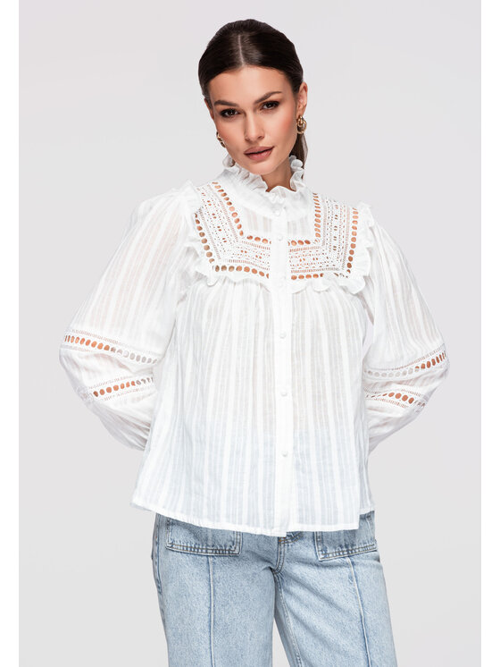 Ombre Ombre Koszula OW-SH-E0010 Biały Loose Fit