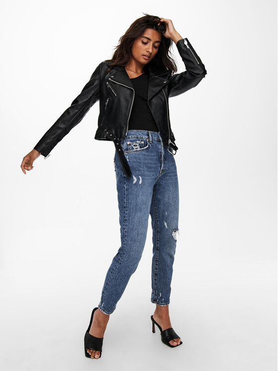 ONLY ONLY Bunda z imitácie kože Vera 15232135 Čierna Regular Fit
