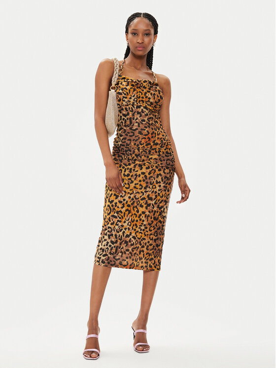 Just Cavalli Just Cavalli Sukienka koktajlowa 76PAO924 Brązowy Slim Fit