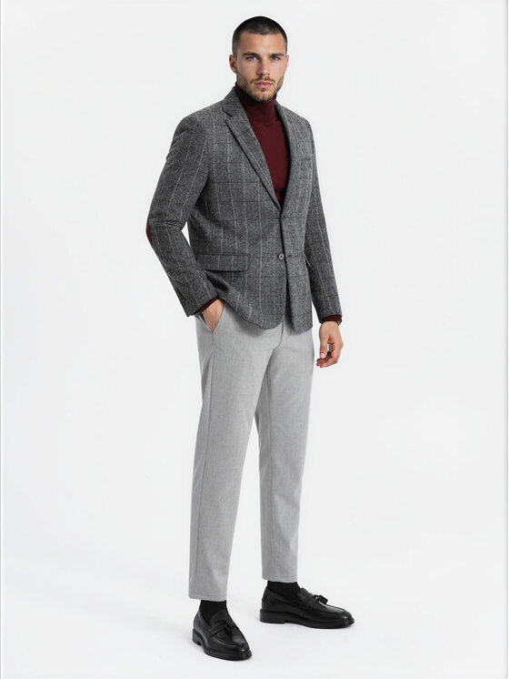 Ombre Ombre Marynarka M166 Szary Regular Fit