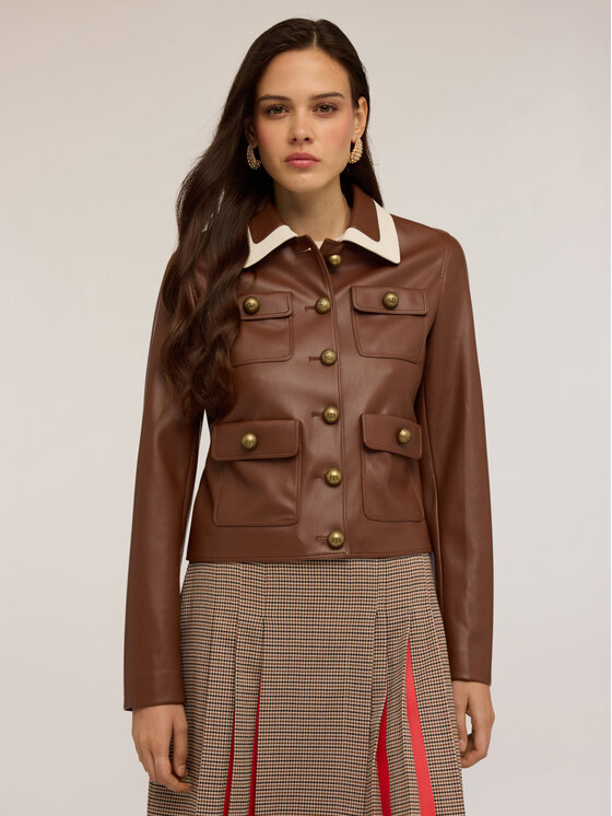 Motivi Motivi Giacca in similpelle R331Q001054N022 Marrone Regular Fit