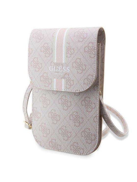 Torebka na telefon Guess, Różowa, 4G Stripes