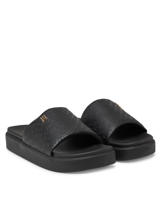 Tommy Hilfiger Tommy Hilfiger Şlapi Platform Monogram Poolslide FW0FW08526 Negru