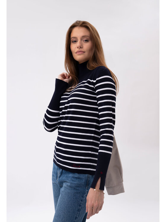 Volcano Volcano Sweter S-JANE Granatowy Regular Fit