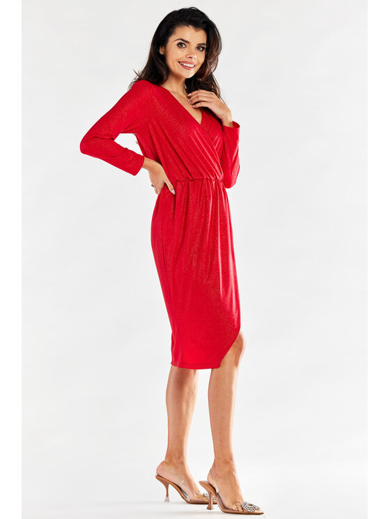 Awama Awama Sukienka wieczorowa A548 Czerwony Basic Fit