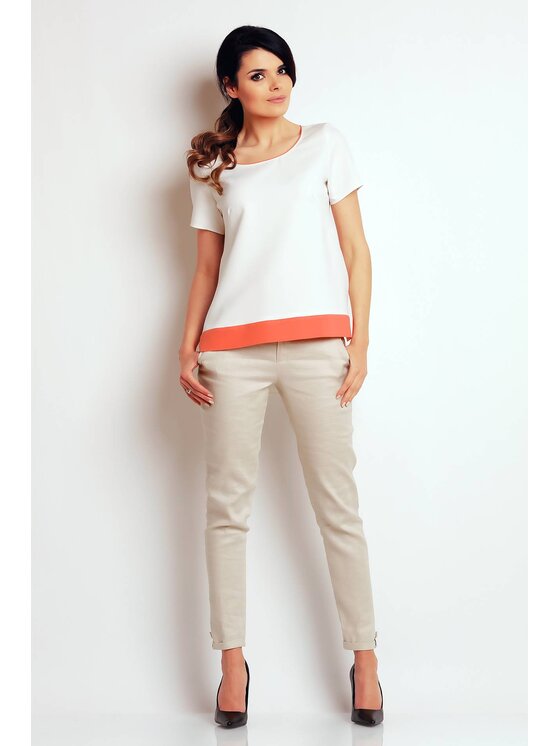 Awama Awama Bluzka A140 Écru Basic Fit