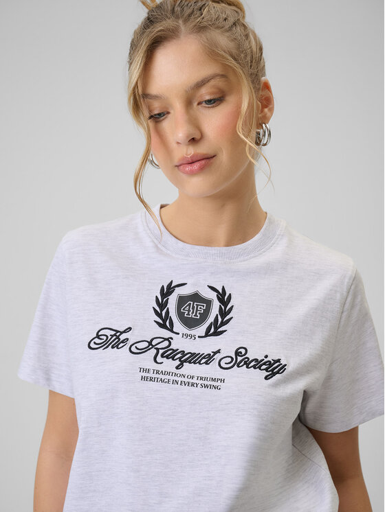 4F 4F T-Shirt SPORTS CLUB Szary jasny Boxy Fit