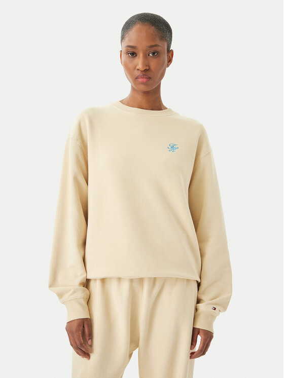 Tommy Hilfiger Tommy Hilfiger Sweatshirt Logo Embroidery WW0WW48724 Hellbeige Relaxed Fit