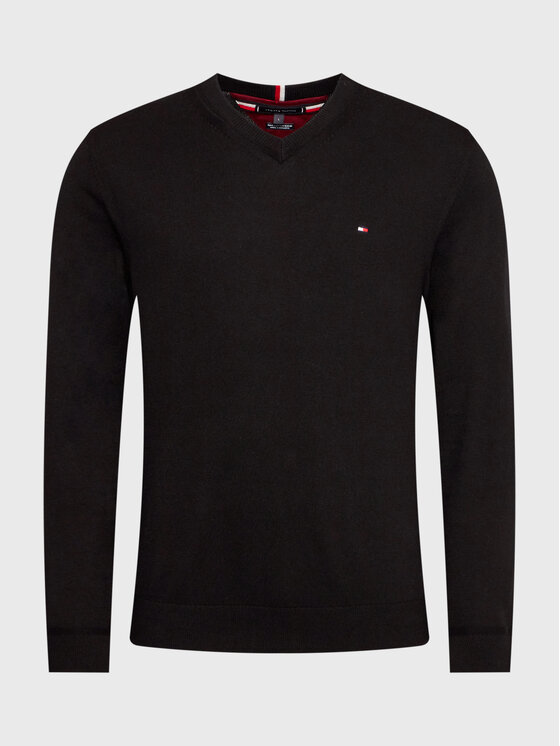 Tommy Hilfiger Tommy Hilfiger Megztinis Pima MW0MW28047 Juoda Regular Fit