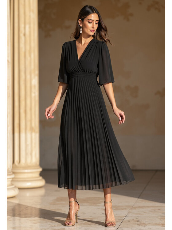 FIGL FIGL Koktejlové šaty M1124 Čierna Feminine Fit