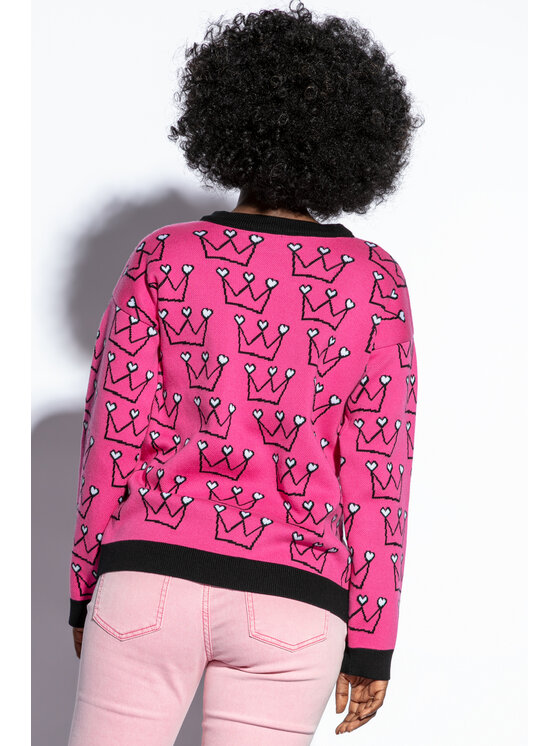 Fobya Fobya Sweter F1810 Różowy Regular Fit