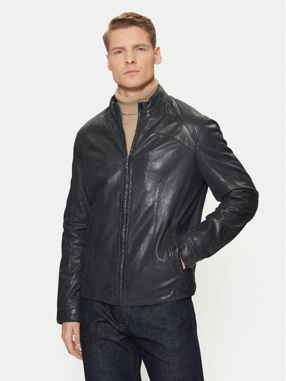 Milestone Milestone Шкіряна куртка Winston 511099 60600 Cиній Regular Fit