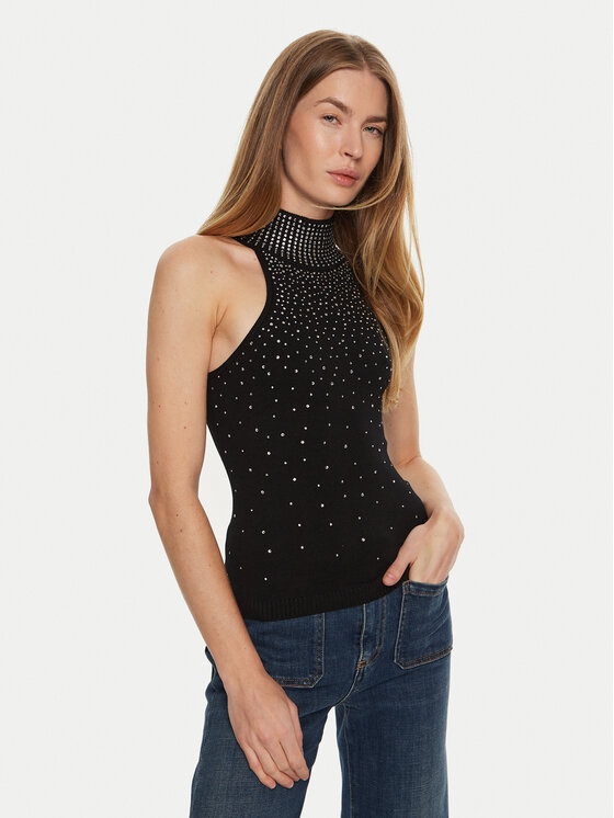 Marciano Guess Marciano Guess Bluză cu gât 4BGR37 5439Z Negru Regular Fit