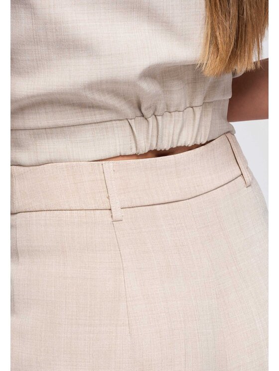 Ombre Ombre Spodnie materiałowe OW-PA-E0013 Beżowy Relaxed Fit