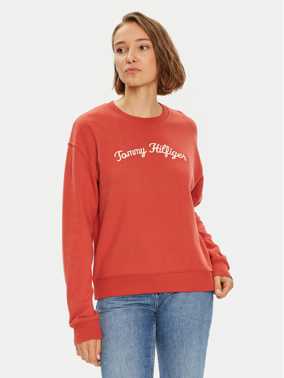 Női Pulóver Tommy Hilfiger, Méret: XL, Piros, Modern Script WW0WW42615