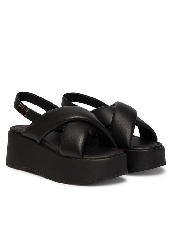 Tommy Jeans Tommy Jeans Σανδάλια Padded Strap Wedge Sandals EN0EN02946 Μαύρο