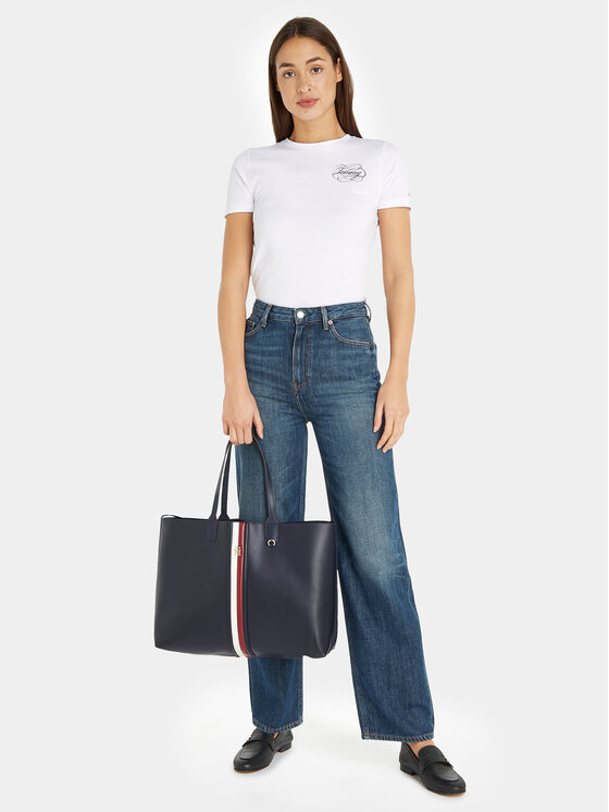 Tommy Hilfiger Tommy Hilfiger Τσάντα Iconic Tommy Tote Puffy AW0AW15881 Μπλε