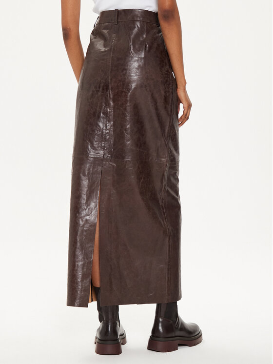 Gestuz Gestuz Usnjeno krilo 10908393 Rjava Relaxed Fit