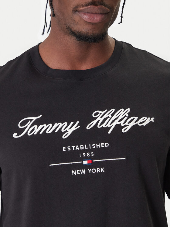 Tommy Hilfiger Tommy Hilfiger Póló Script Logo MW0MW33691 Fekete Regular Fit