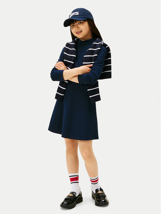 Tommy Hilfiger Tommy Hilfiger Kleid für den Alltag Essential Skater KG0KG08790 S Dunkelblau Regular Fit