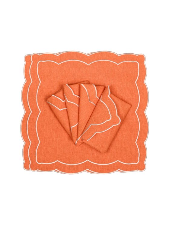 Roseberry Home Roseberry Home Serwetki haftowane Orange Onde Pomarańczowy