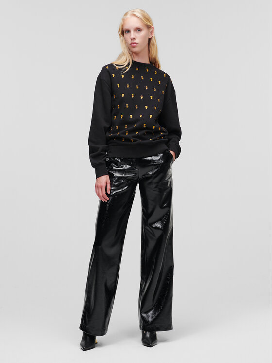 KARL LAGERFELD Jopa Ikonik Emroidered 226W1817 Črna Regular Fit