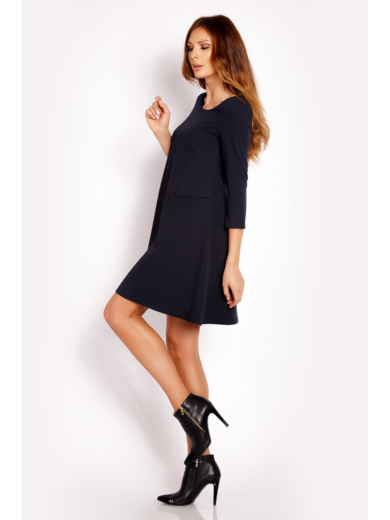 Awama Awama Sukienka codzienna L005 Granatowy Basic Fit