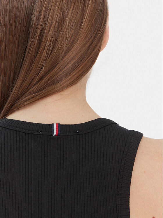 Tommy Hilfiger Tommy Hilfiger топ WW0WW38635 Черен Slim Fit