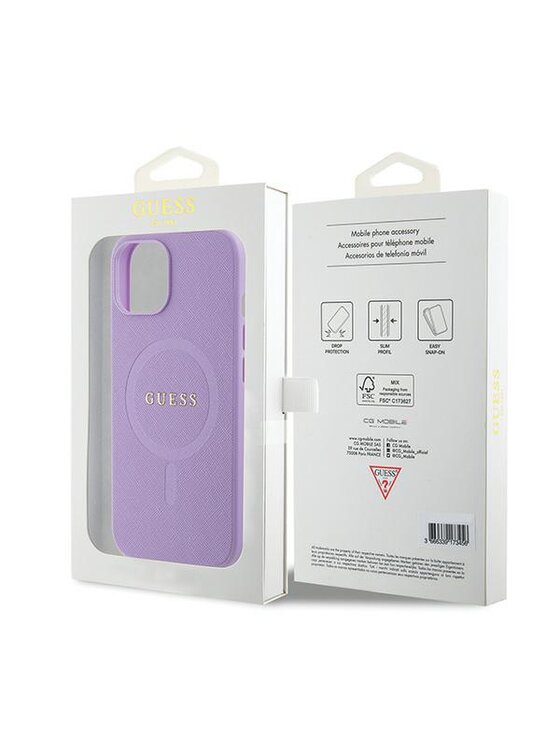 Guess Guess Etui na telefon iPhone 15 Fioletowy