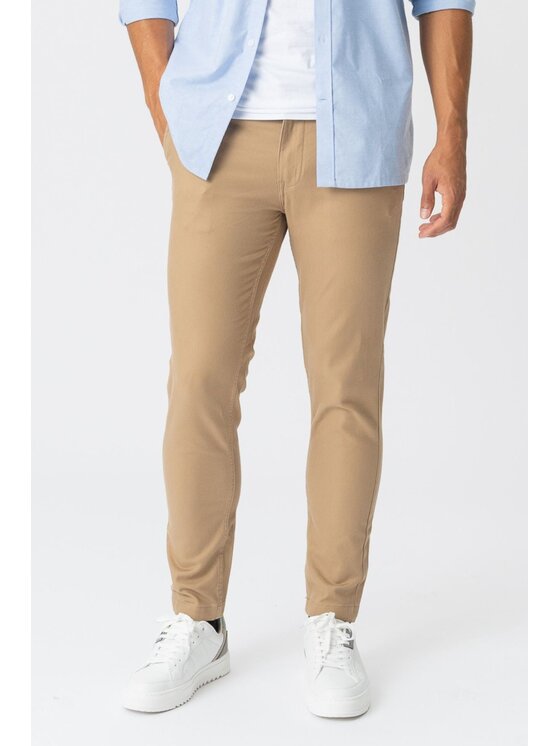 TeeShoppen TeeShoppen Chinosy 'Perform Collection' Beżowy Slim Fit