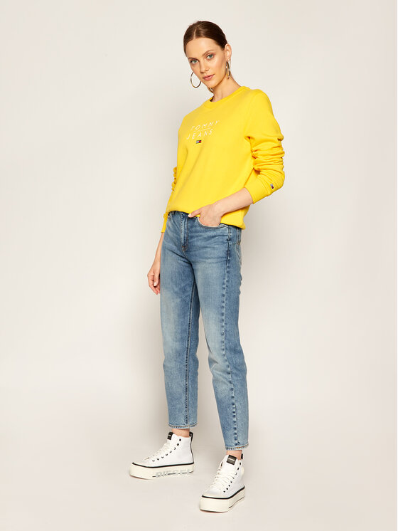 Tommy Jeans Felpa Essential Logo DW0DW08554 Giallo Regular Fit • Modivo.it