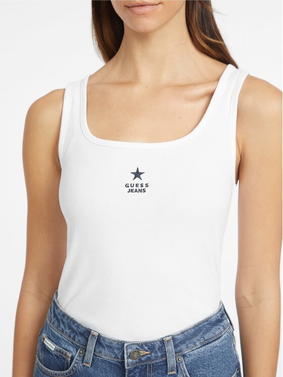 Guess Jeans Guess Jeans Top 165717 Biały Classic Fit