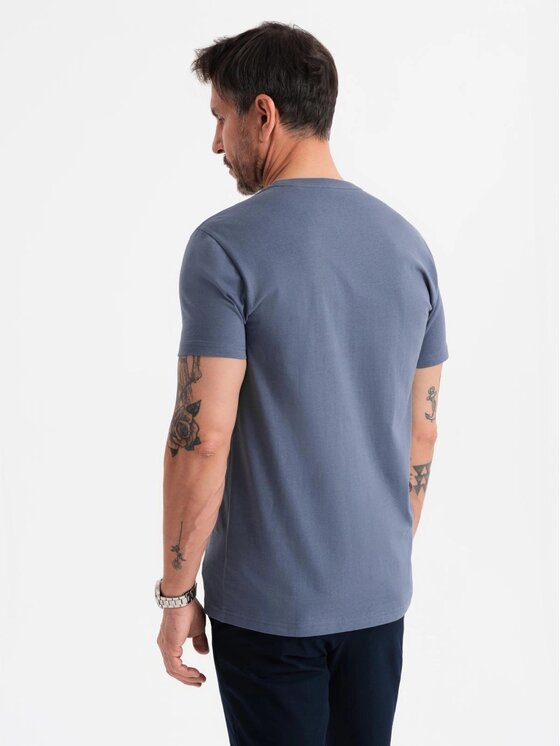 Ombre Ombre T-Shirt OM-TSBS-0236 Niebieski Regular Fit