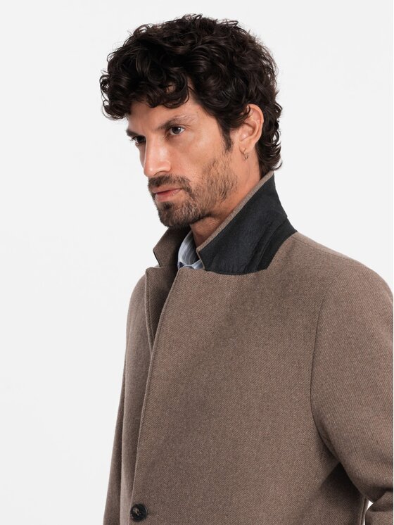 Ombre Ombre Kabát OM-COWC-0114-BR Hnědá Regular Fit