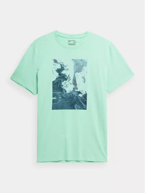 4F 4F T-Shirt TTSHM485 Zielony Comfortable Fit